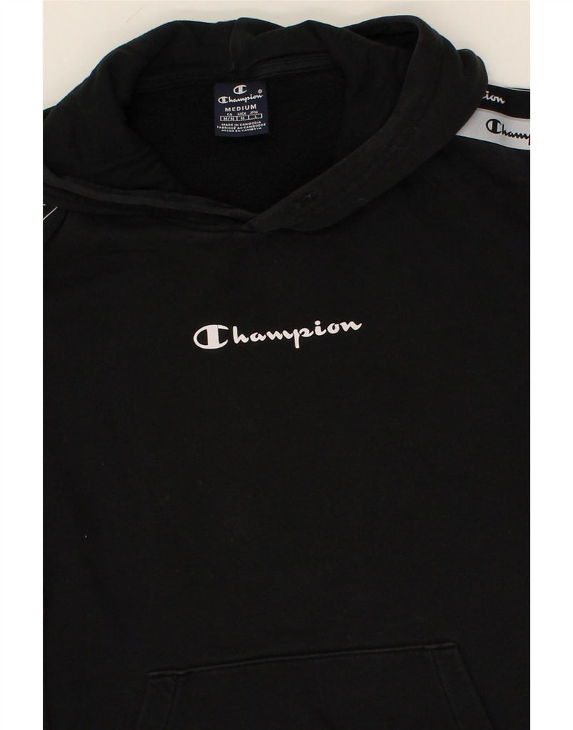 CHAMPION Mens Graphic Hoodie Jumper Medium Black Cotton Vintage Champion and Second-Hand Champion from Messina Hembry 