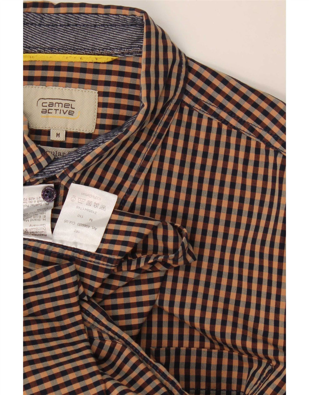 Camel Active Mens Regular Fit Shirt Medium Brown Gingham Cotton