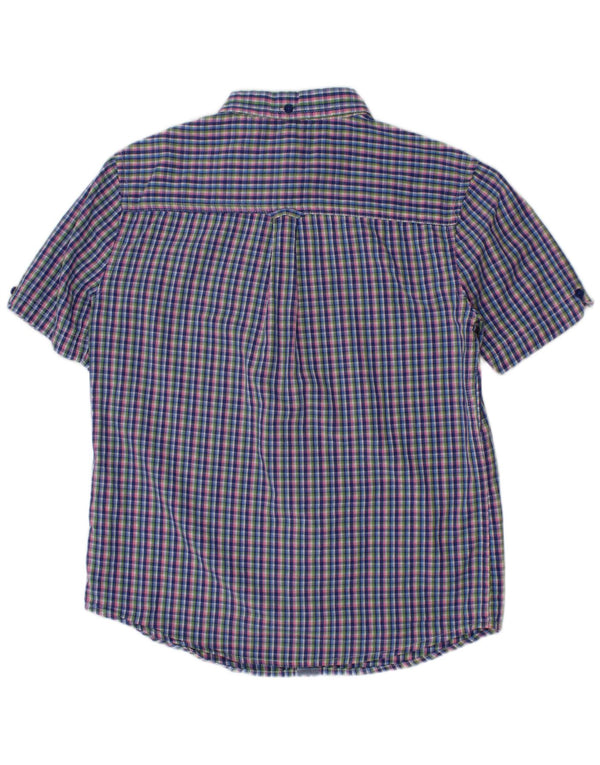 BEN SHERMAN Boys Short Sleeve Shirt 10-11 Years Blue Gingham Cotton