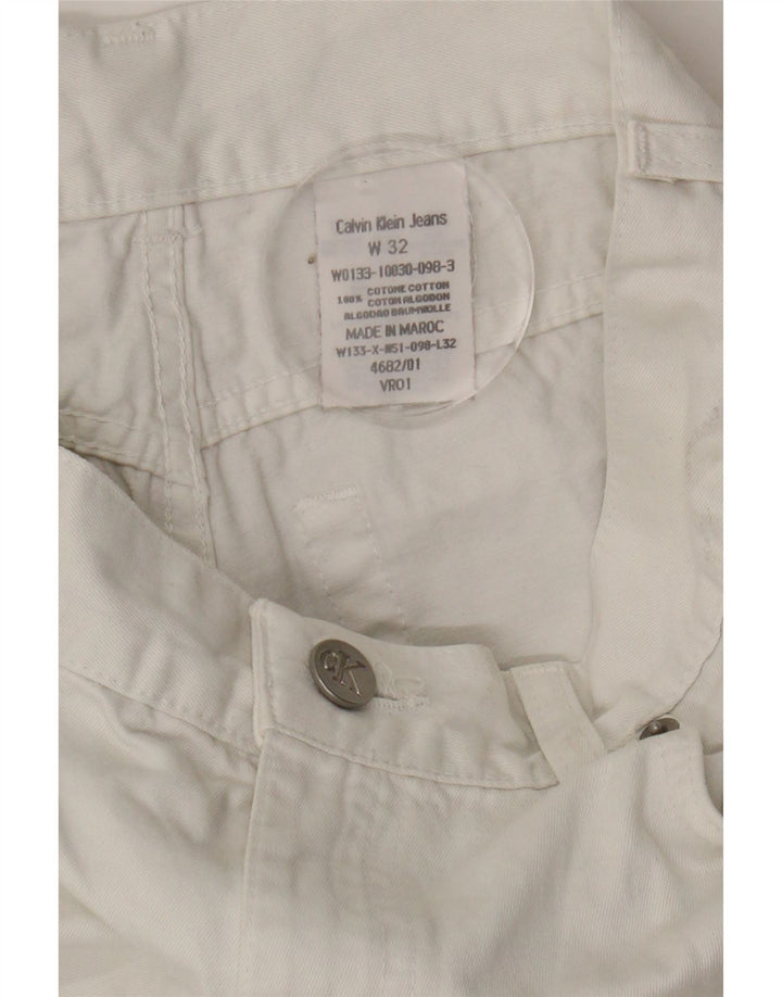 CALVIN KLEIN Womens Straight Jeans W32 L29 White Cotton Vintage Calvin Klein and Second-Hand Calvin Klein from Messina Hembry 