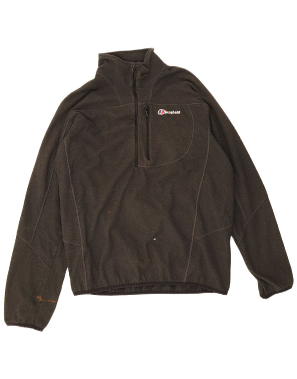 Berghaus Mens Zip Neck Fleece Jumper Large Green Flecked Polyester