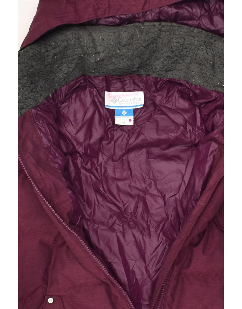 COLUMBIA Womens Hooded Padded Jacket UK 10 Small Burgundy Polyester | Vintage Columbia | Thrift | Second-Hand Columbia | Used Clothing | Messina Hembry 