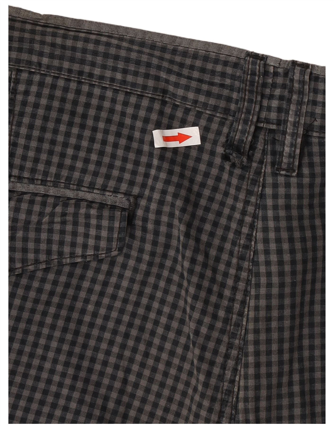 Vans Mens Chino Shorts W36 Large Grey Gingham Cotton