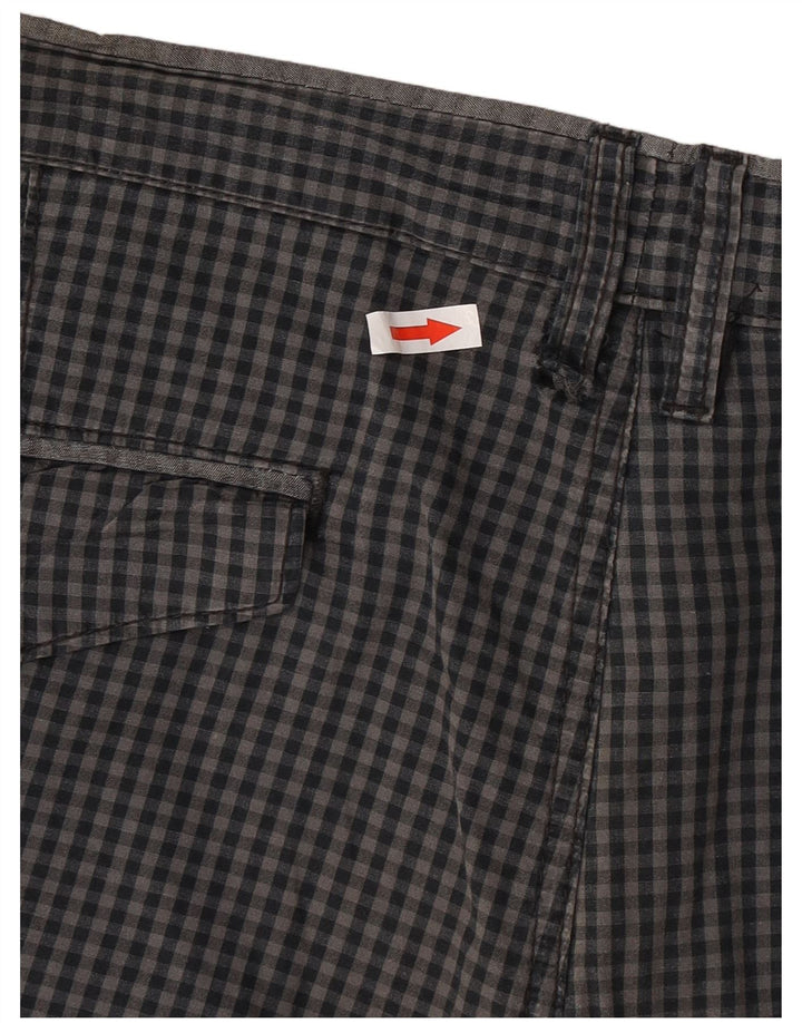 Vans Mens Chino Shorts W36 Large Grey Gingham Cotton