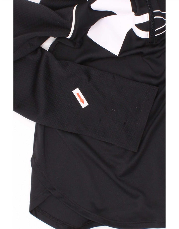 Under Armour Girls Fitted Graphic Top Long Sleeve 9-10 Years Medium Black