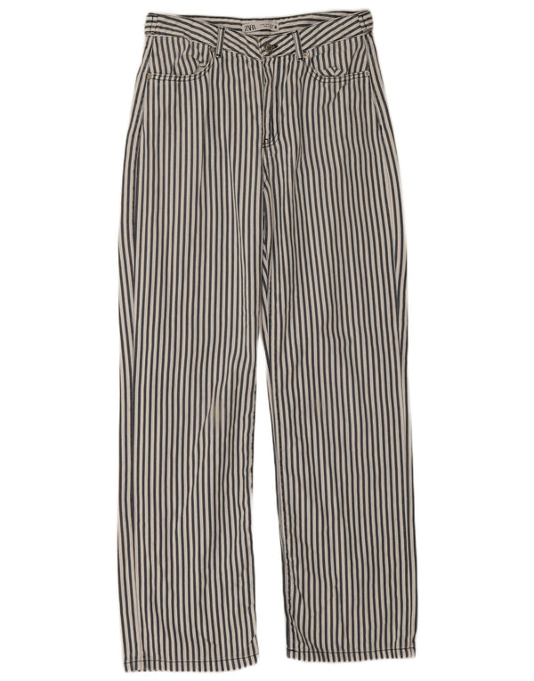 Zara Womens Straight Casual Trousers EU 38 Small W28 L31 Blue Striped