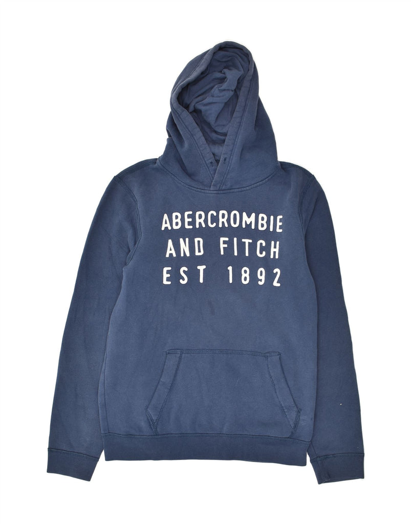 ABERCROMBIE & FITCH Mens Graphic Hoodie Jumper Medium Navy Blue Cotton | Vintage Abercrombie & Fitch | Thrift | Second-Hand Abercrombie & Fitch | Used Clothing | Messina Hembry 