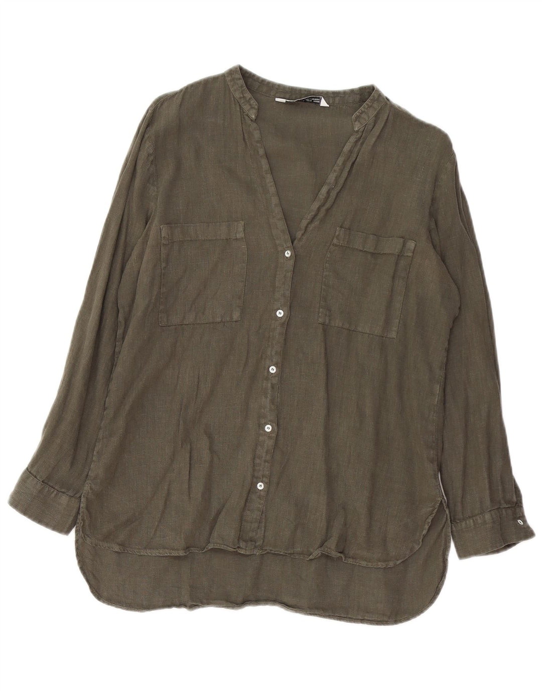 Zara Womens Oversized Shirt Blouse UK 10 Small Khaki