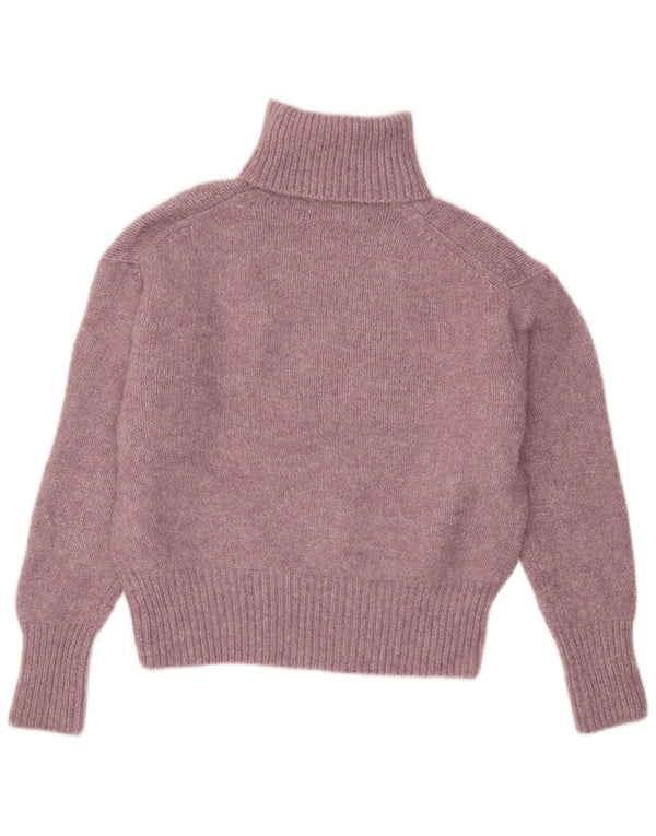 Zara Womens Oversized Roll Neck Jumper Sweater UK 10 Small Pink Flecked