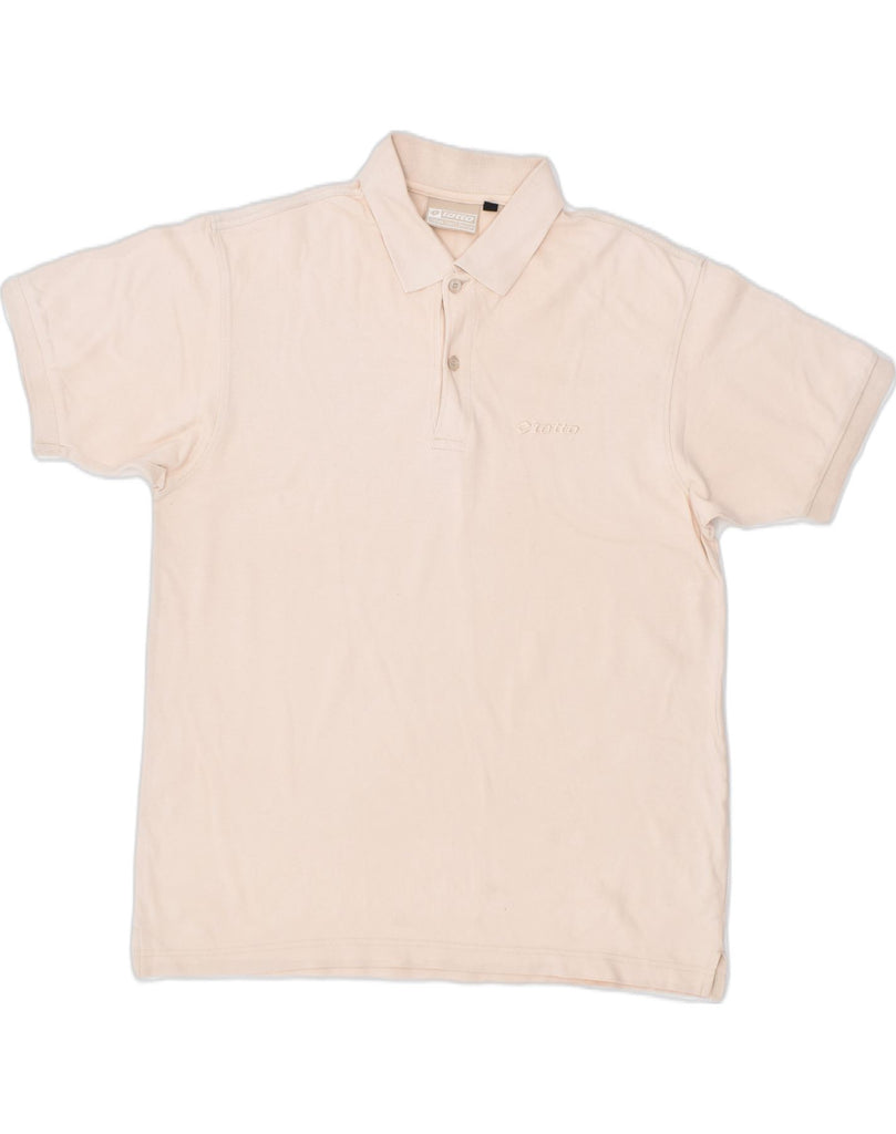 LOTTO Mens Polo Shirt Large Beige Cotton | Vintage | Thrift | Second-Hand | Used Clothing | Messina Hembry 