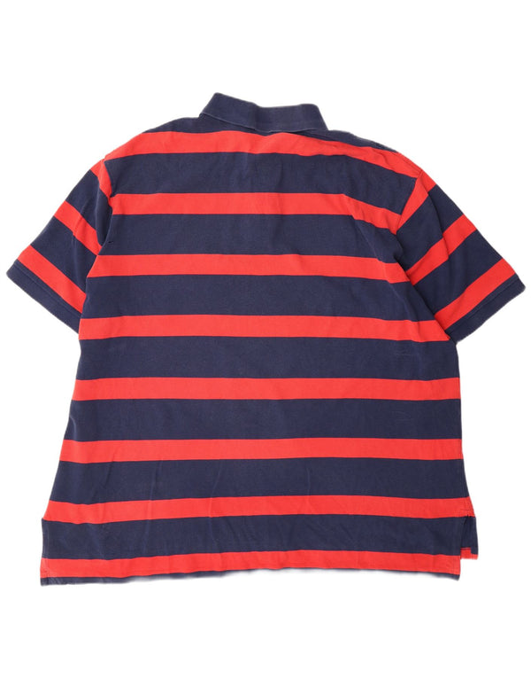POLO RALPH LAUREN Mens Polo Shirt 3XL Navy Blue Striped Cotton