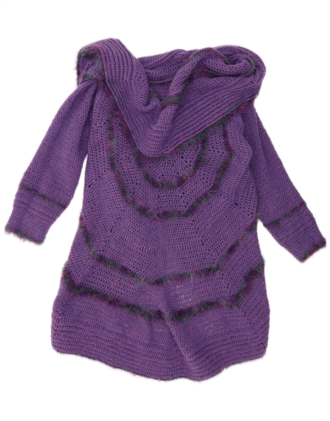 Vintage Womens Longline Open Cardigan Sweater One Size Purple
