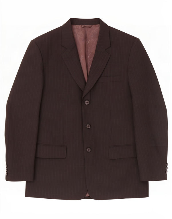 Giorgio Armani Mens 3 Button Blazer Jacket UK 38 Medium Black Pinstripe
