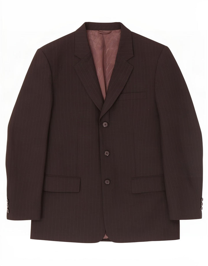 Giorgio Armani Mens 3 Button Blazer Jacket UK 38 Medium Black Pinstripe