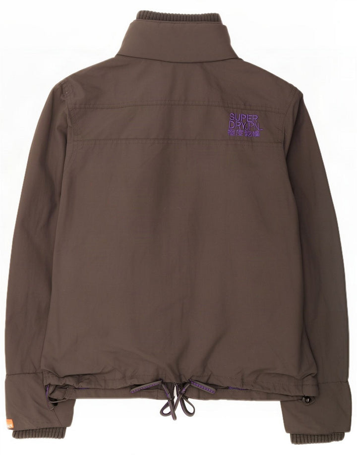 Superdry Womens Graphic Windbreaker Jacket UK 12 Medium Grey Polyester