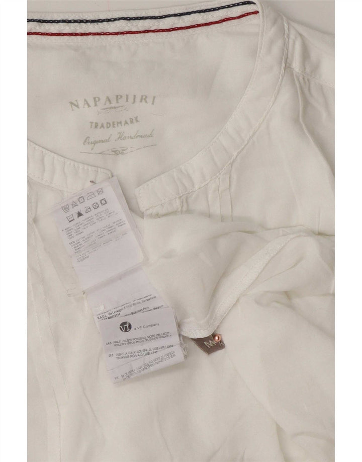 Napapijri Womens 3/4 Sleeve Blouse Top UK 14 Medium White Cotton