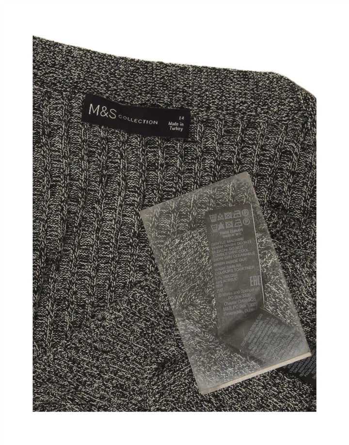MARKS & SPENCER Womens Cardigan Sweater UK 14 Medium Grey Flecked Vintage Marks & Spencer and Second-Hand Marks & Spencer from Messina Hembry 