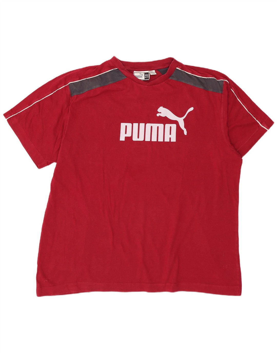 PUMA Mens Graphic T-Shirt Top 2XL Red Colourblock