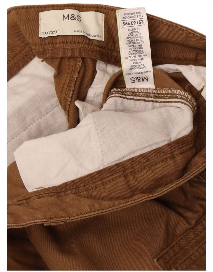 Marks & Spencer Mens Slim Fit Cargo Trousers W38 L29 Brown Cotton