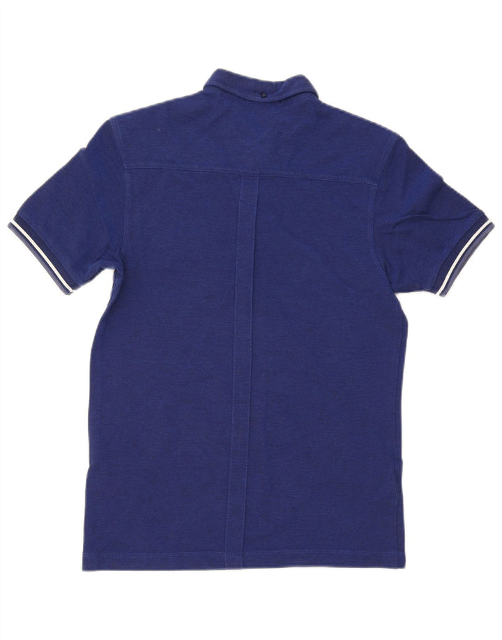 Fred Perry Mens Polo Shirt Small Navy Blue Striped Cotton