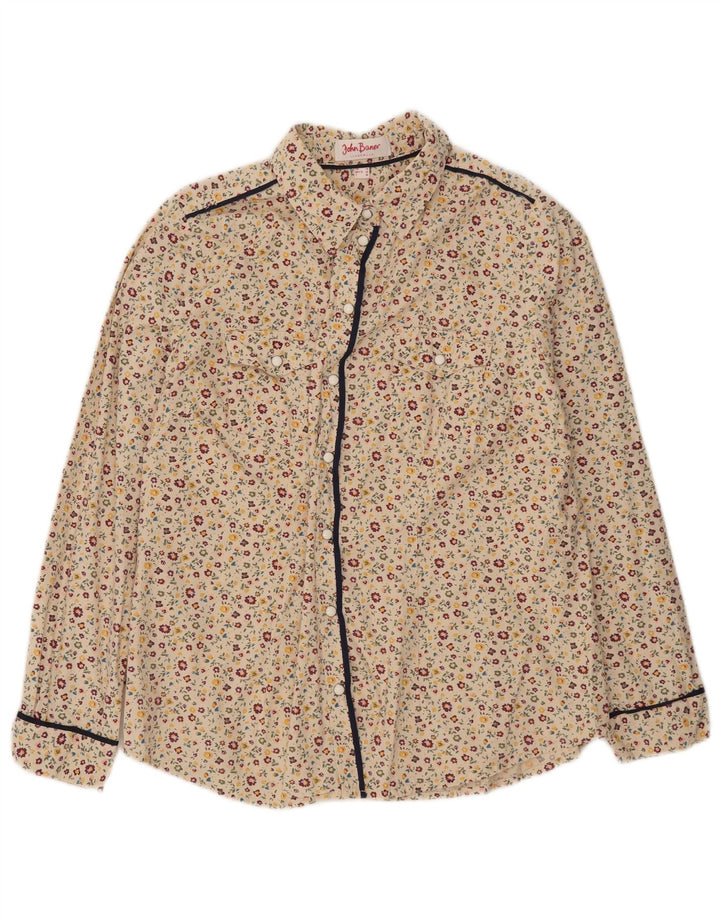 John Baner Womens Shirt UK 14 Medium Beige Floral