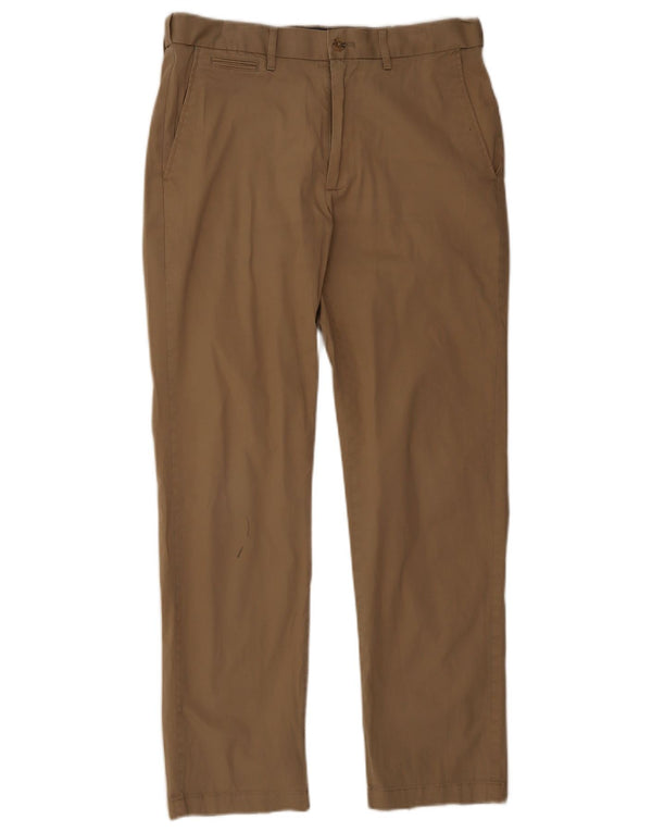 Marks & Spencer Mens Straight Chino Trousers W32 L31 Beige Cotton