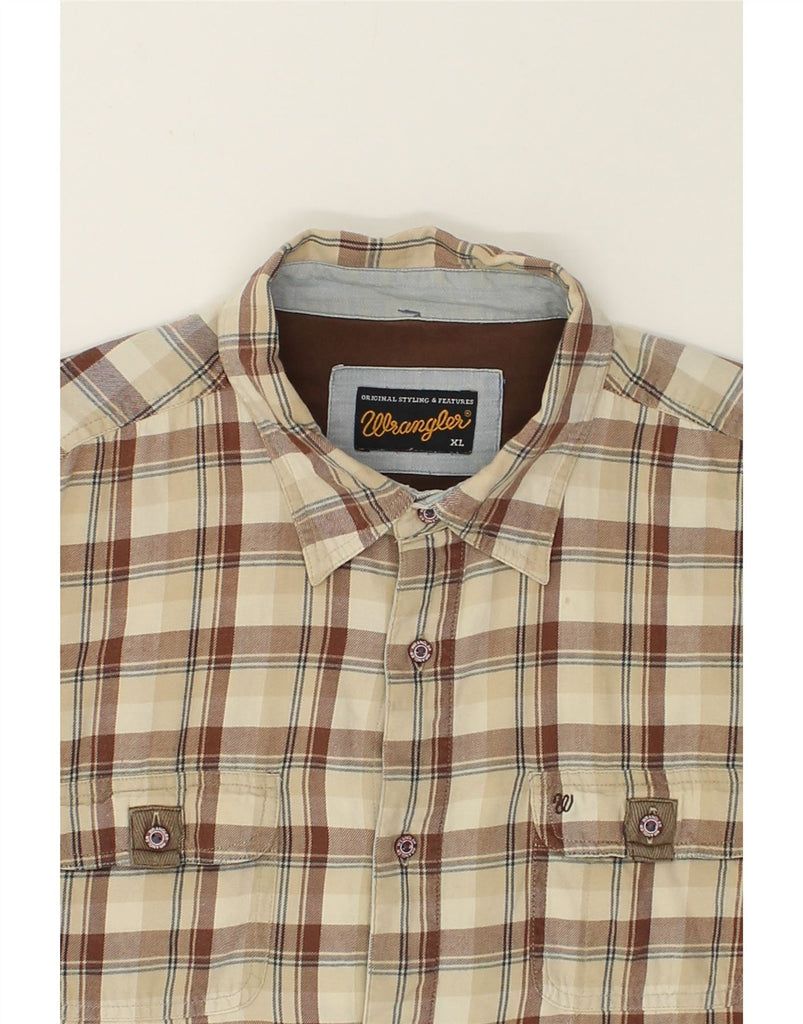 WRANGLER Mens Shirt XL Brown Check Cotton | Vintage Wrangler | Thrift | Second-Hand Wrangler | Used Clothing | Messina Hembry 