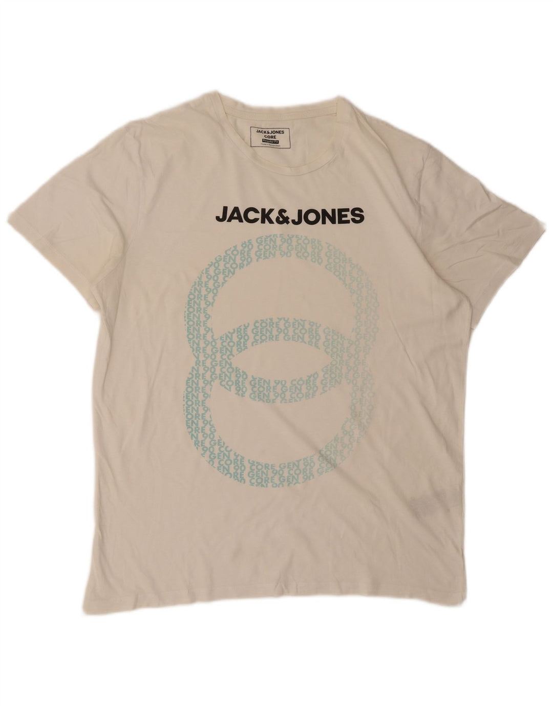 Jack & Jones Mens Regular Fit Graphic T-Shirt Top Medium White Cotton
