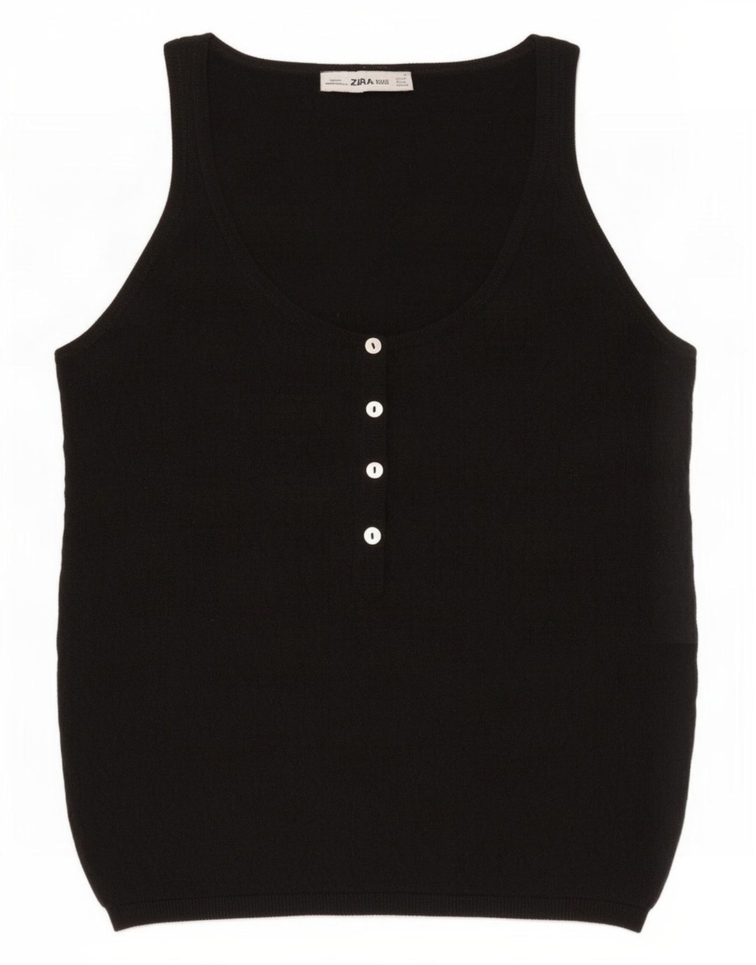 Zara Womens Vest Tank Top UK 12 Medium Black Polyester