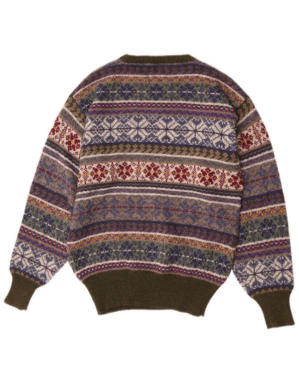 Michel Valerie Mens Crew Neck Jumper Sweater Small Multicoloured Fair Isle