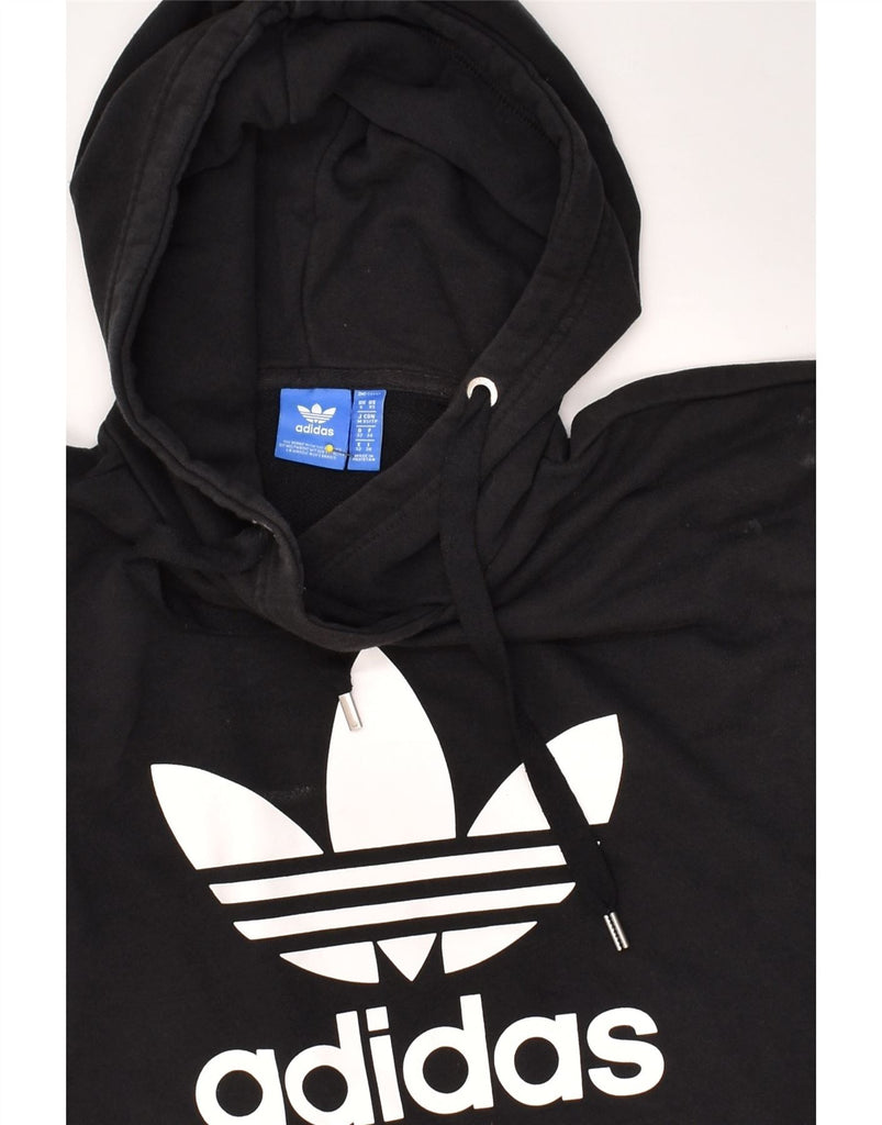 ADIDAS Womens Graphic Hoodie Jumper UK 8 Small Black Cotton | Vintage Adidas | Thrift | Second-Hand Adidas | Used Clothing | Messina Hembry 