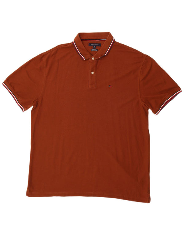 Tommy Hilfiger Mens Regular Fit Polo Shirt 2XL Brown Cotton