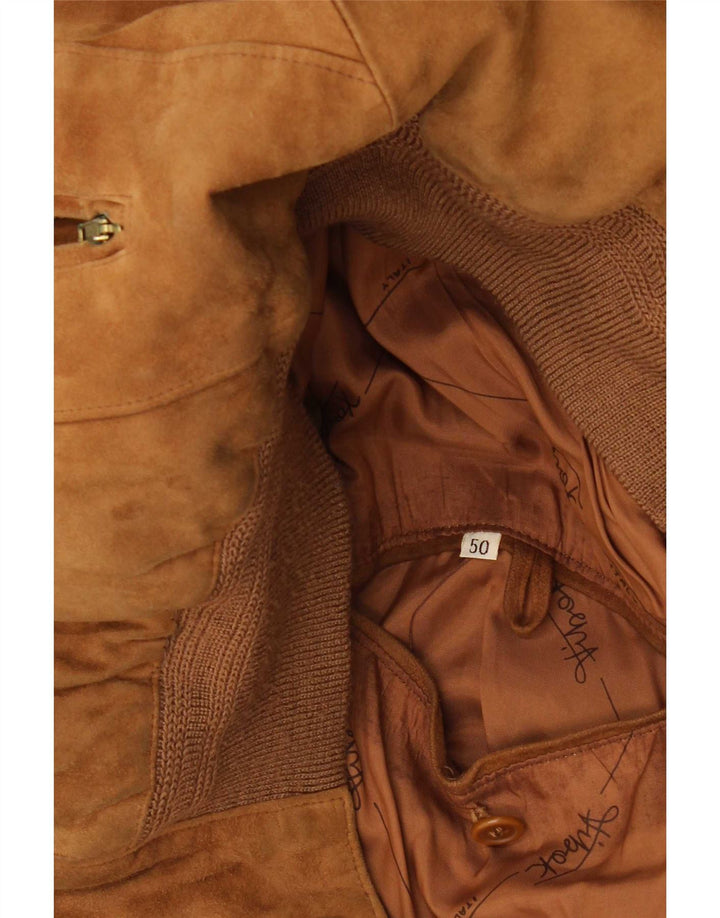 Vintage Mens Suede Bomber Jacket IT 50 Large Beige