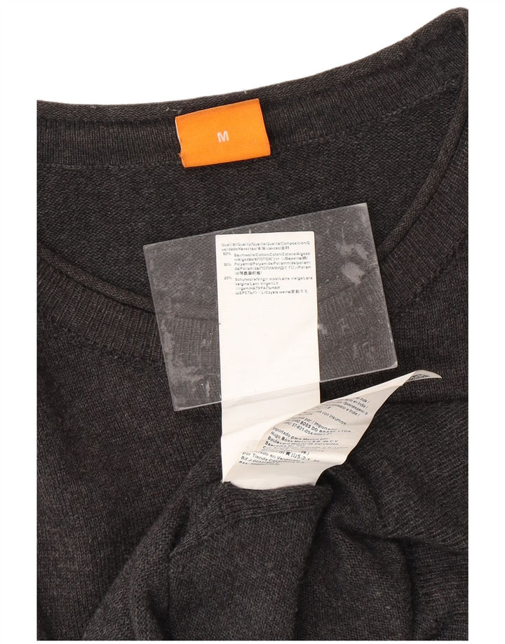 HUGO BOSS Mens Crew Neck Jumper Sweater Medium Grey Cotton