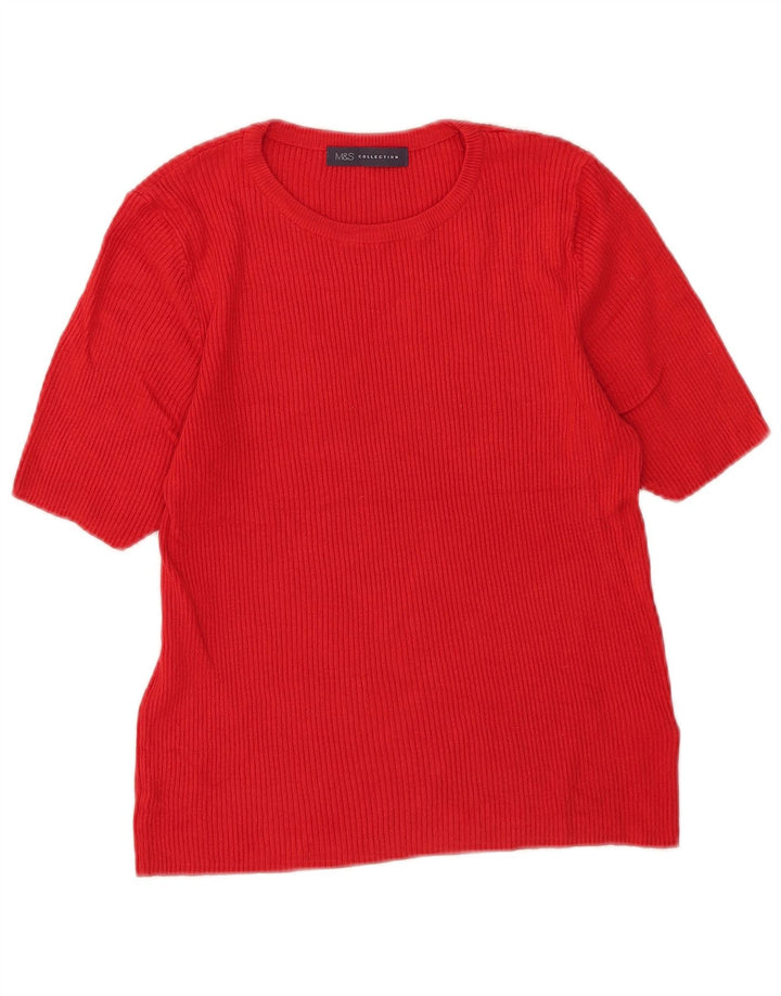Marks & Spencer Womens Crop T-Shirt Top UK 16 Large Red Viscose