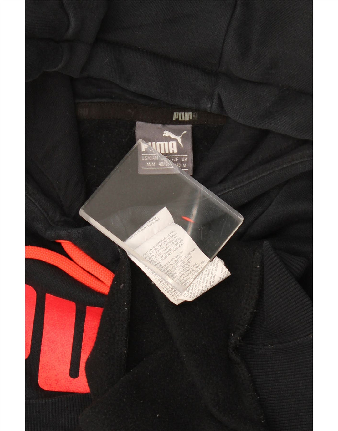 Puma Mens Graphic Hoodie Jumper Medium Black Cotton