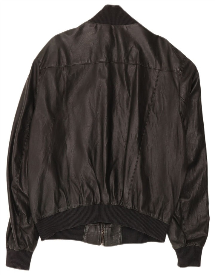 John and Son's Mens Leather Jacket UK 38 Medium Black Leather