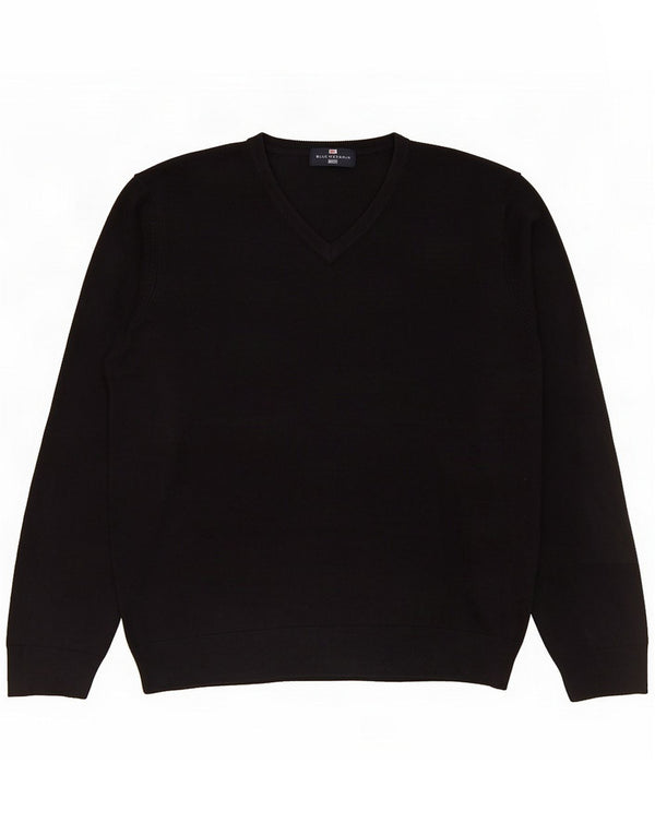 Marks & Spencer Mens Blue Harbour V-Neck Jumper Sweater Large Navy Acrylic