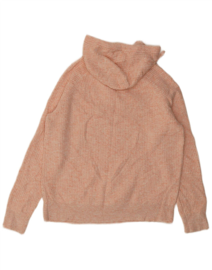 Marks & Spencer Womens Hooded V-Neck Jumper Sweater UK 14 Medium Pink
