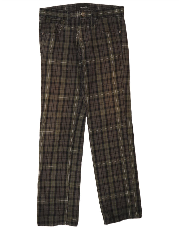 Energie Mens Straight Casual Trousers W33 L34 Khaki Check