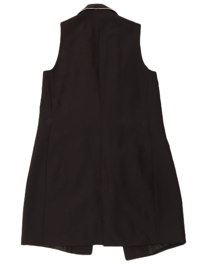 Zara Womens Sleeveless Overcoat UK 10 Small Black Polyester