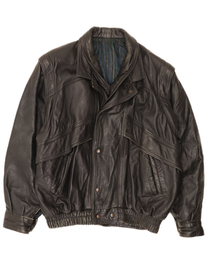 Vintage Mens Leather Jacket UK 40 Large Black