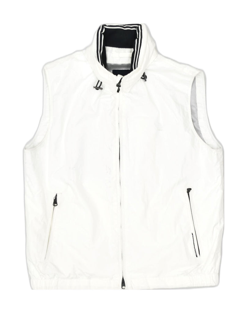 MARINA YACHTING Mens Gilet IT 50 Large White Polyester | Vintage | Thrift | Second-Hand | Used Clothing | Messina Hembry 