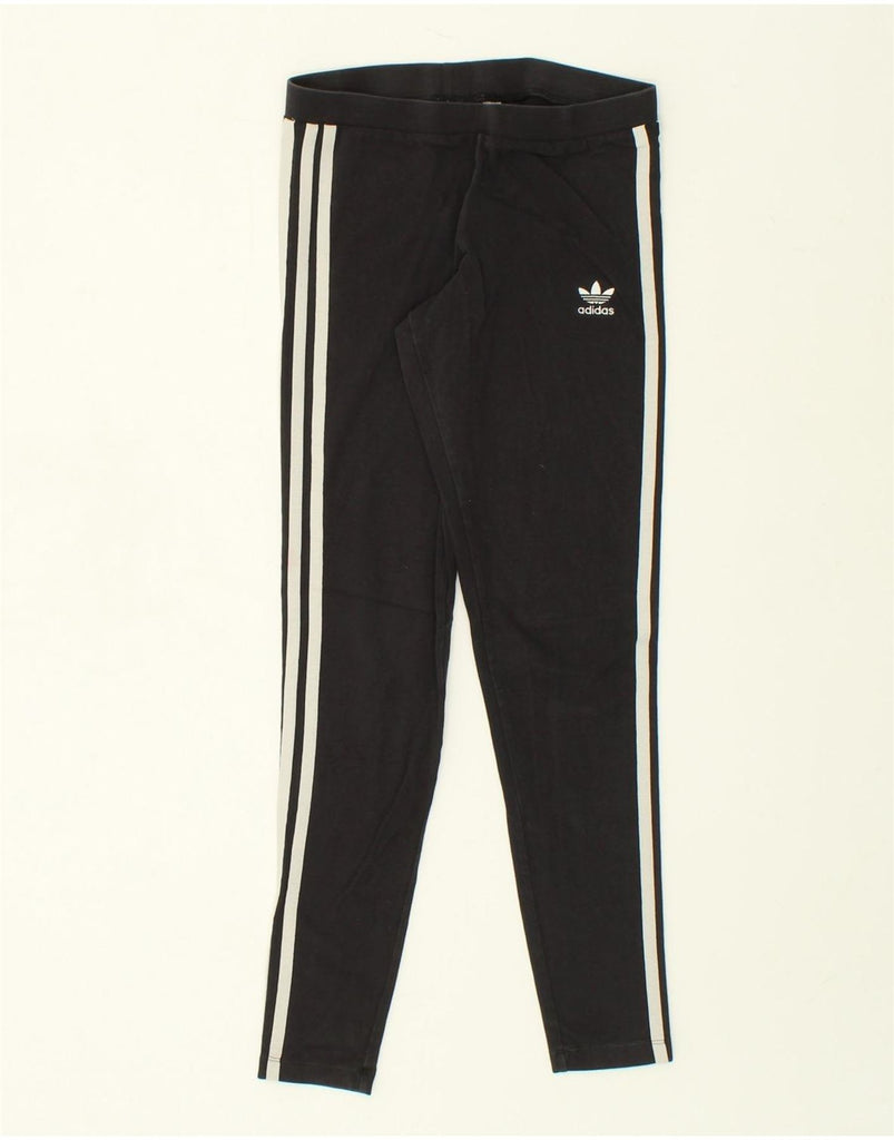 ADIDAS Womens Leggings UK 12 Medium Black Cotton | Vintage Adidas | Thrift | Second-Hand Adidas | Used Clothing | Messina Hembry 