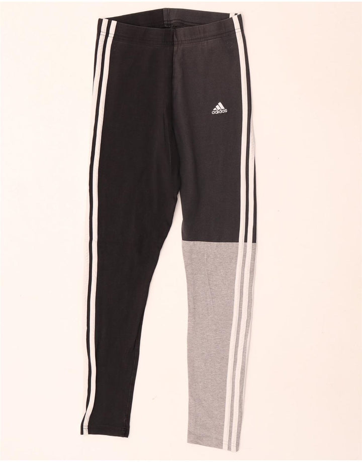 Adidas Womens Leggings UK 8/10 Small  Black Colourblock