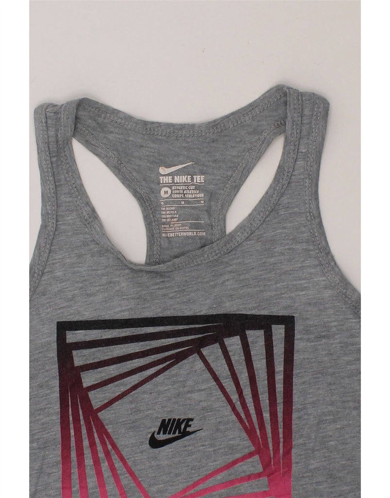 NIKE Girls Graphic Vest Top 10-11 Years Medium Grey Cotton Vintage Nike and Second-Hand Nike from Messina Hembry 
