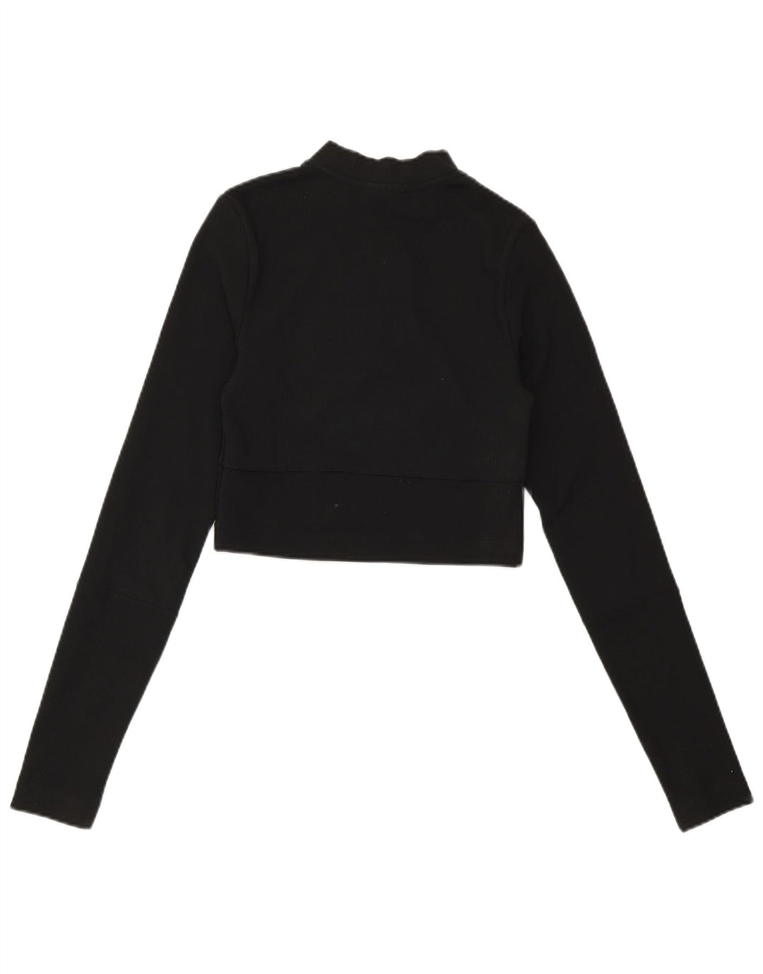 NIKE Womens Crop Zip Neck Sweatshirt Jumper UK 4 XS Black Polyester