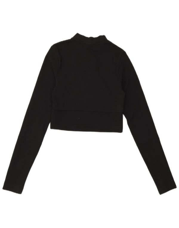NIKE Womens Crop Zip Neck Sweatshirt Jumper UK 4 XS Black Polyester