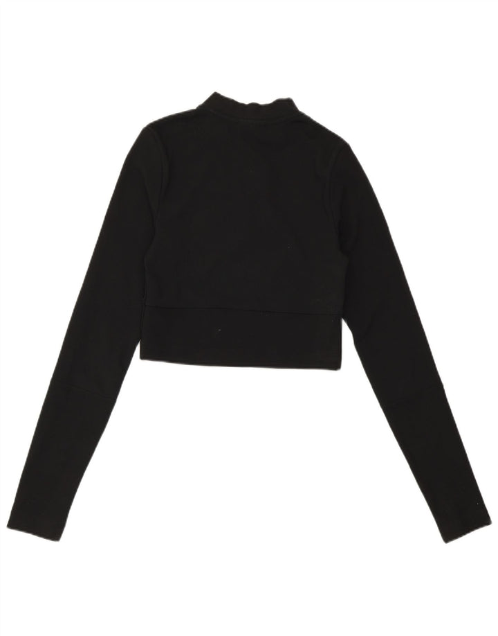 NIKE Womens Crop Zip Neck Sweatshirt Jumper UK 4 XS Black Polyester