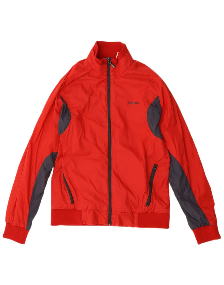 Reebok Mens Tracksuit Top Jacket Small Red Colourblock Polyamide